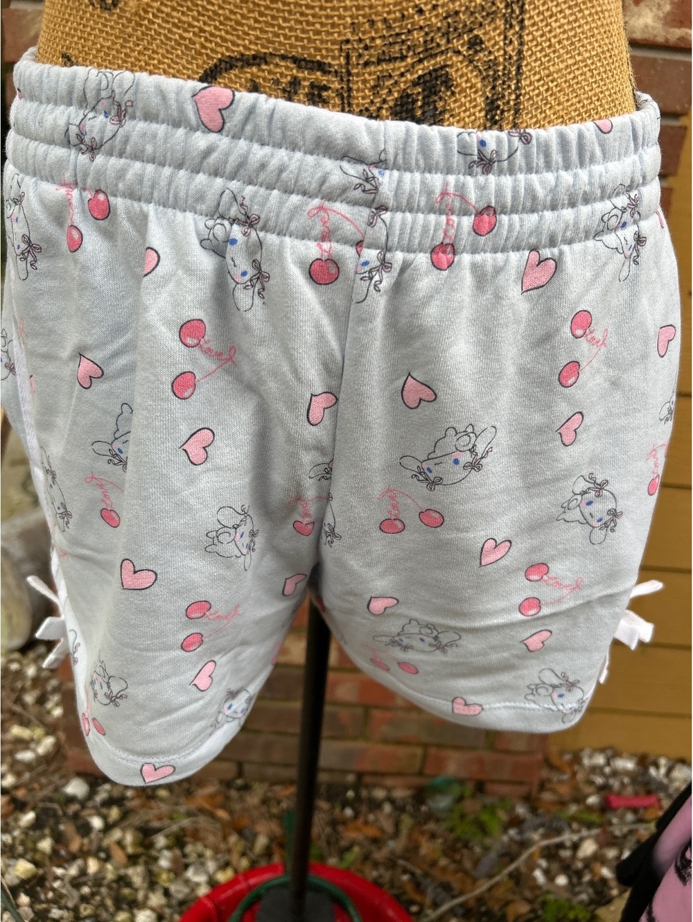 Sanrio Cinnamoroll Hybrid Women's Shorts Size S Light Blue with Pink Hearts and